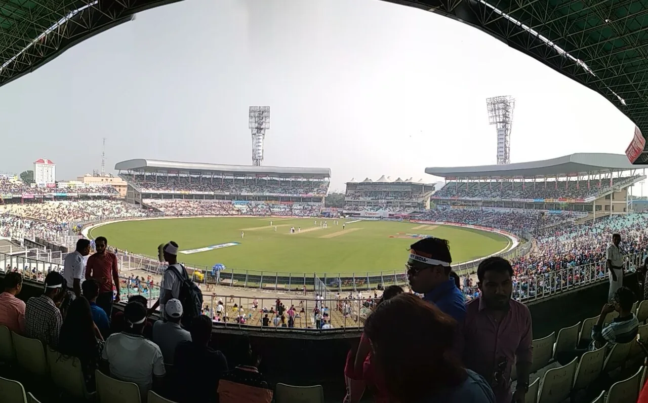 Eden Gardens in Kolkata during a Test match, seen from the stands