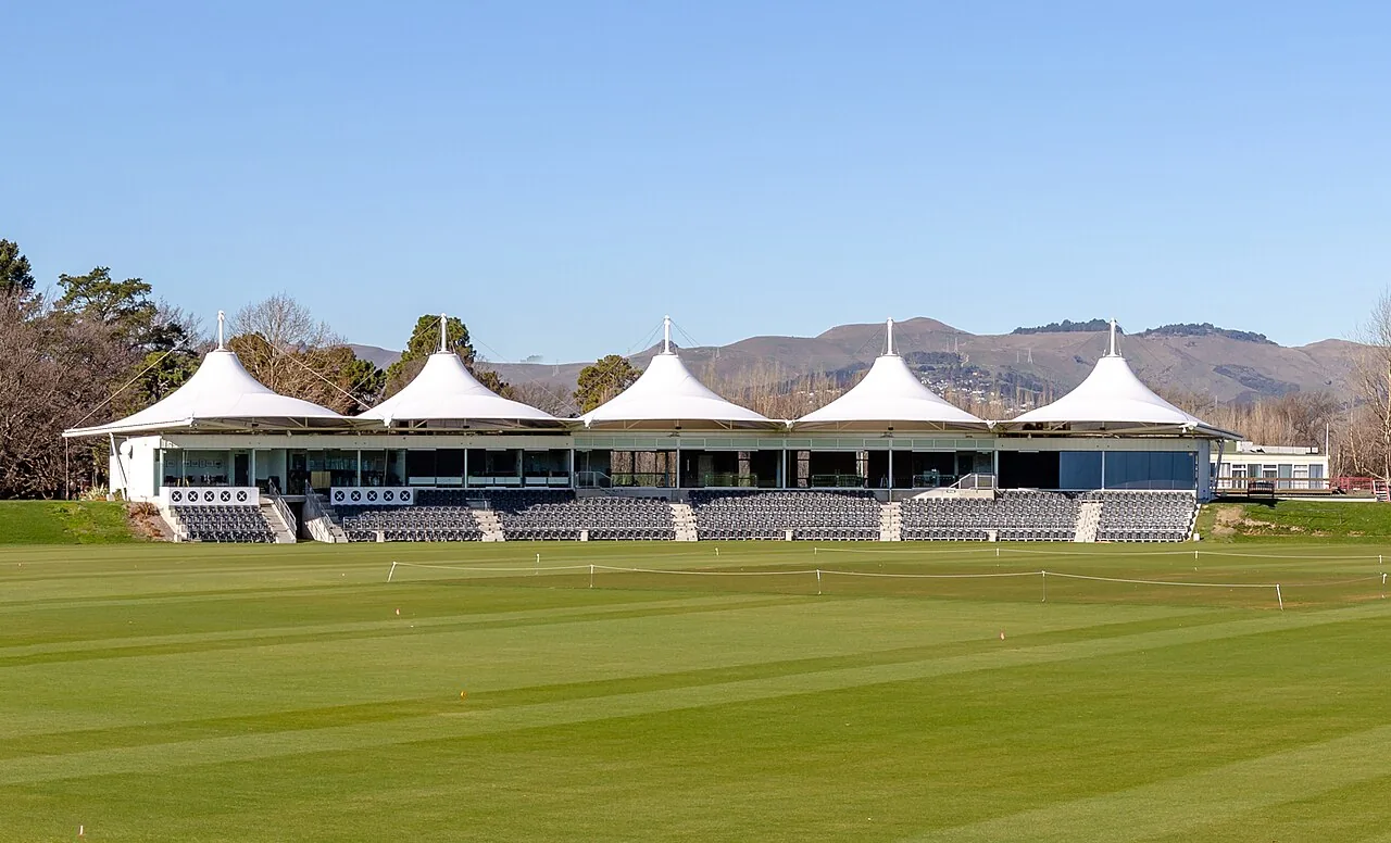 The pavilion at Hagley Oval in Christchurch